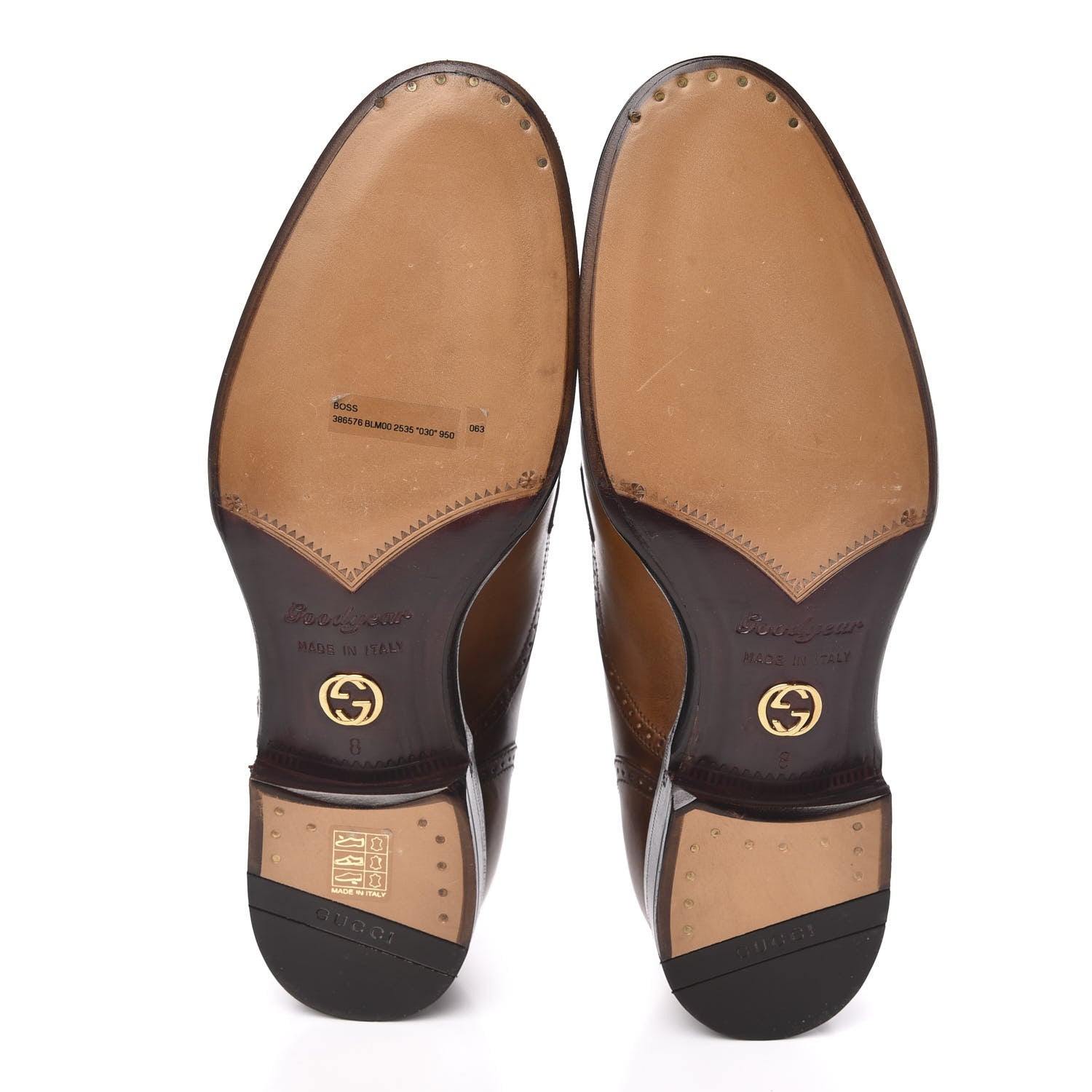 Gucci Calfskin Mens Boss Whipstitch Oxfords 8 Brown 5 of 9