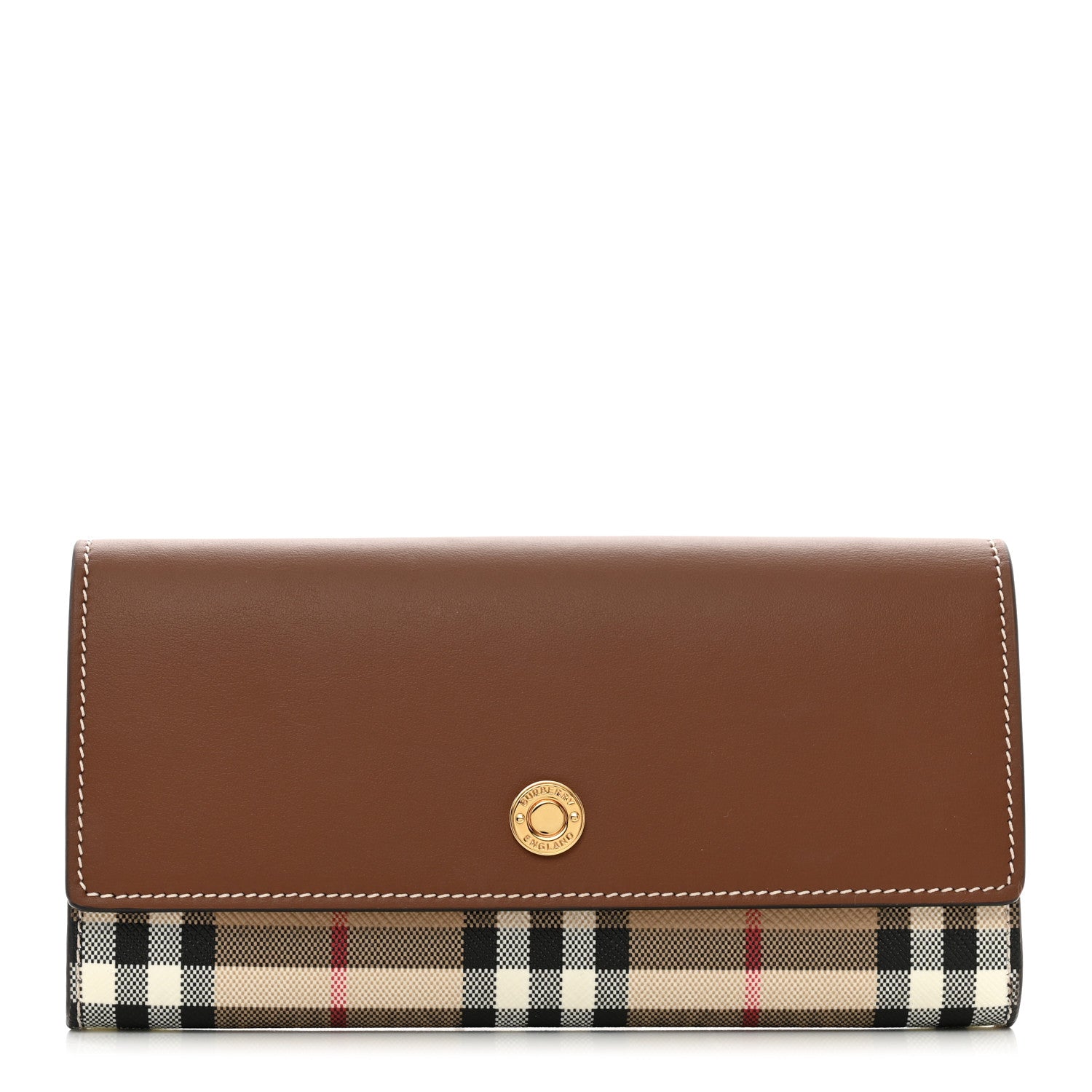 Burberry Vintage Check Grain Calfskin Halton Wallet Tan 1 of 8