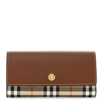 Burberry Vintage Check Grain Calfskin Halton Wallet Tan 1 of 8