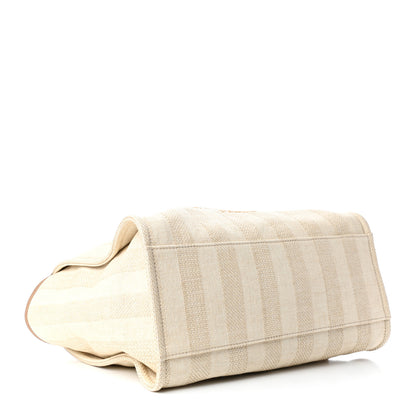Chanel Mixed Fibers Striped Medium Deauville Tote Beige 4 of 9