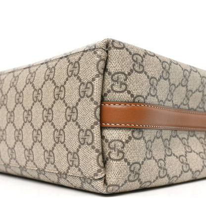 Gucci GG Supreme Monogram Emblem Medium Tote Bag Beige Dark Brown 10 of 11