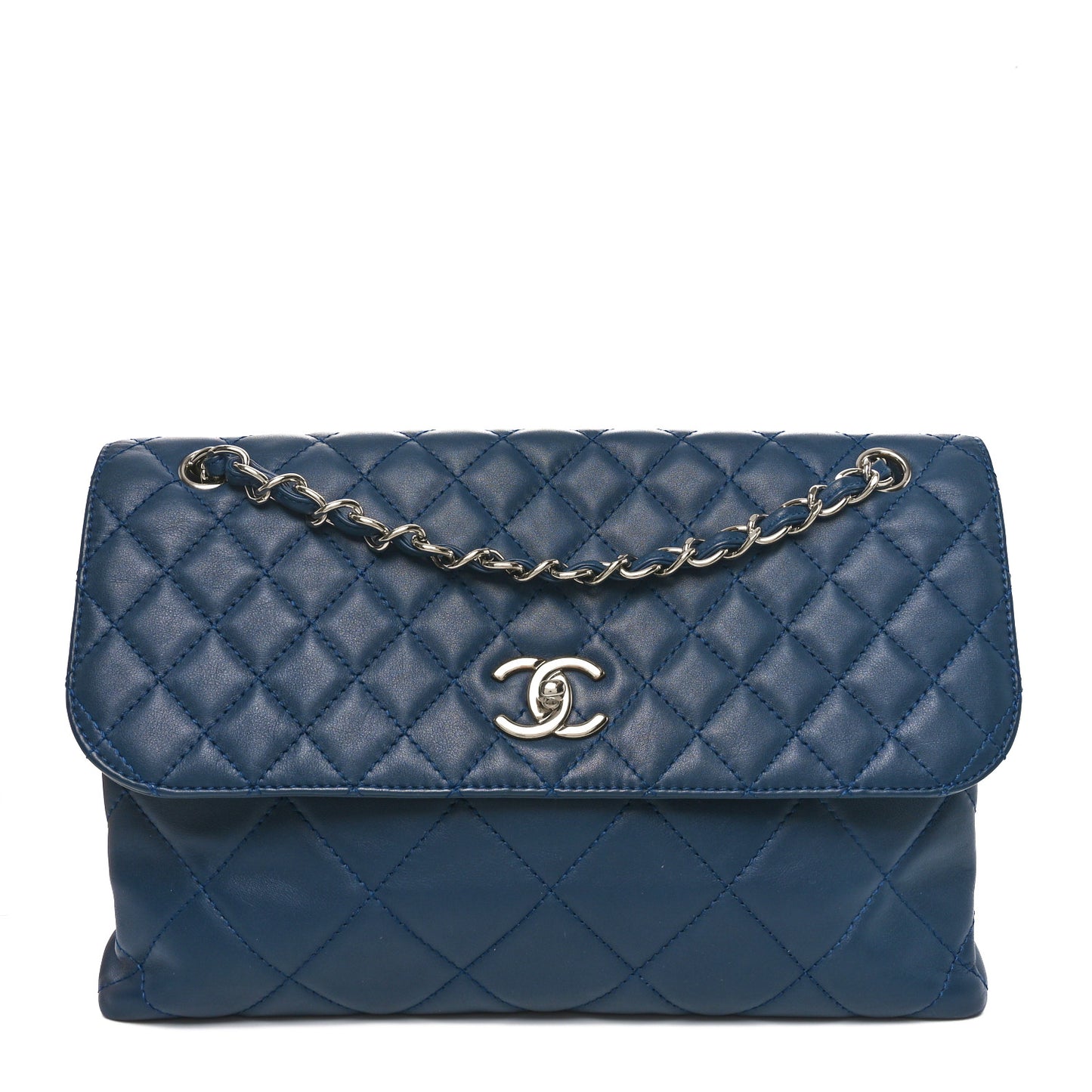 Calfskin Quilted In the Business Flap Dark Navy Blue
