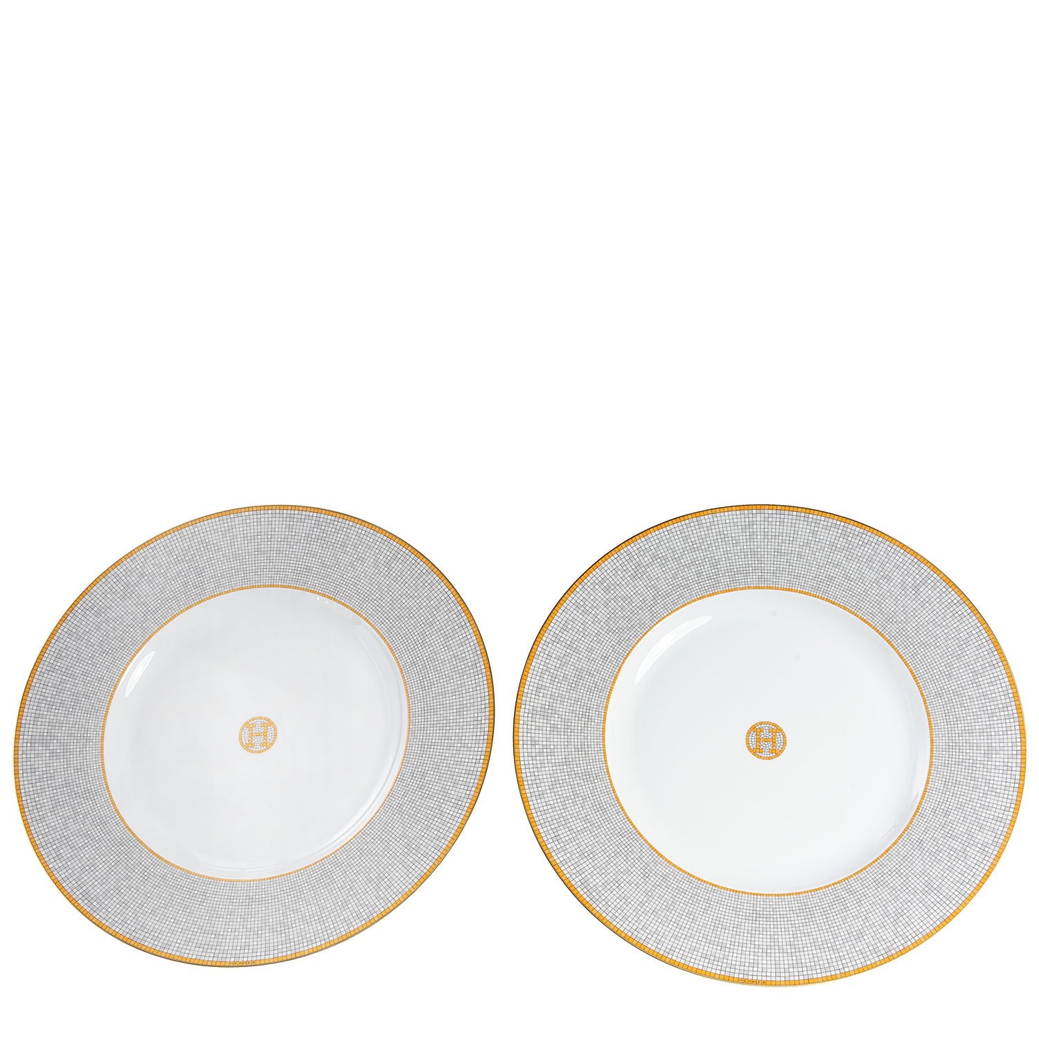 Hermes Porcelain Mosaique Au 24 Presentation Plates-Set of 2 3 of 5