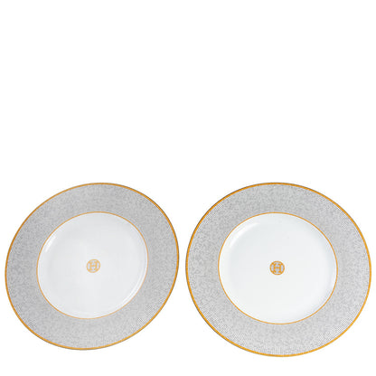 Hermes Porcelain Mosaique Au 24 Presentation Plates-Set of 2 3 of 5