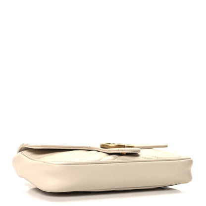 Gucci Calfskin Matelasse Mini GG Marmont Shoulder Bag With Card Holder White Black 5 of 11