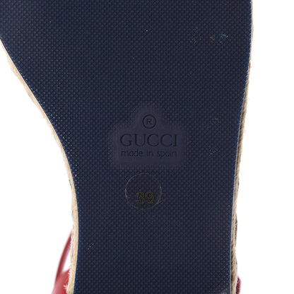 Gucci Cotton Malaga Kid Crochet Pearly GG Lilibeth Espadrille Platform Sandals 39 Hibiscus Red 9 of 13