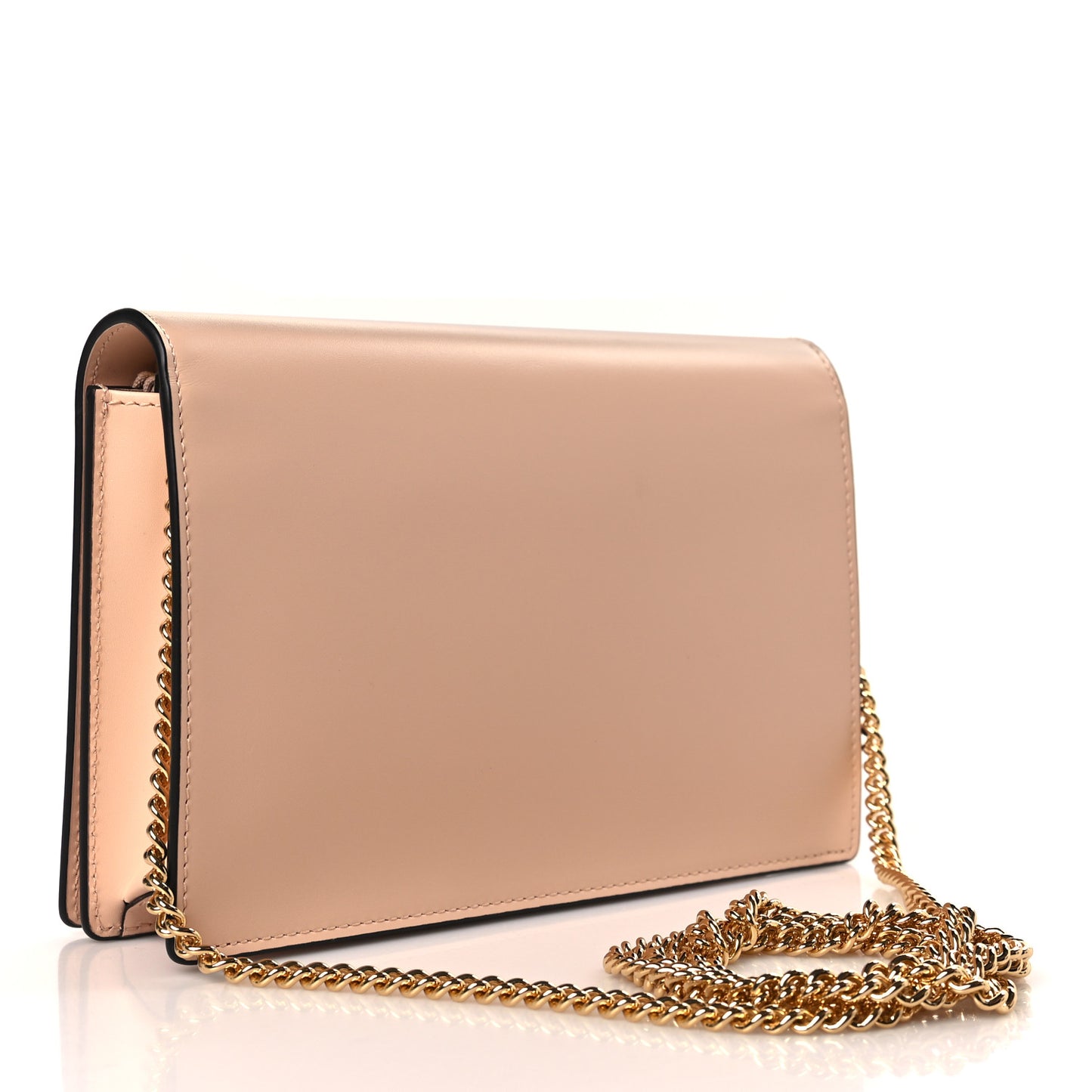 Vitello King Tamponato Logo Embossed Medium Wallet On Chain Poudre