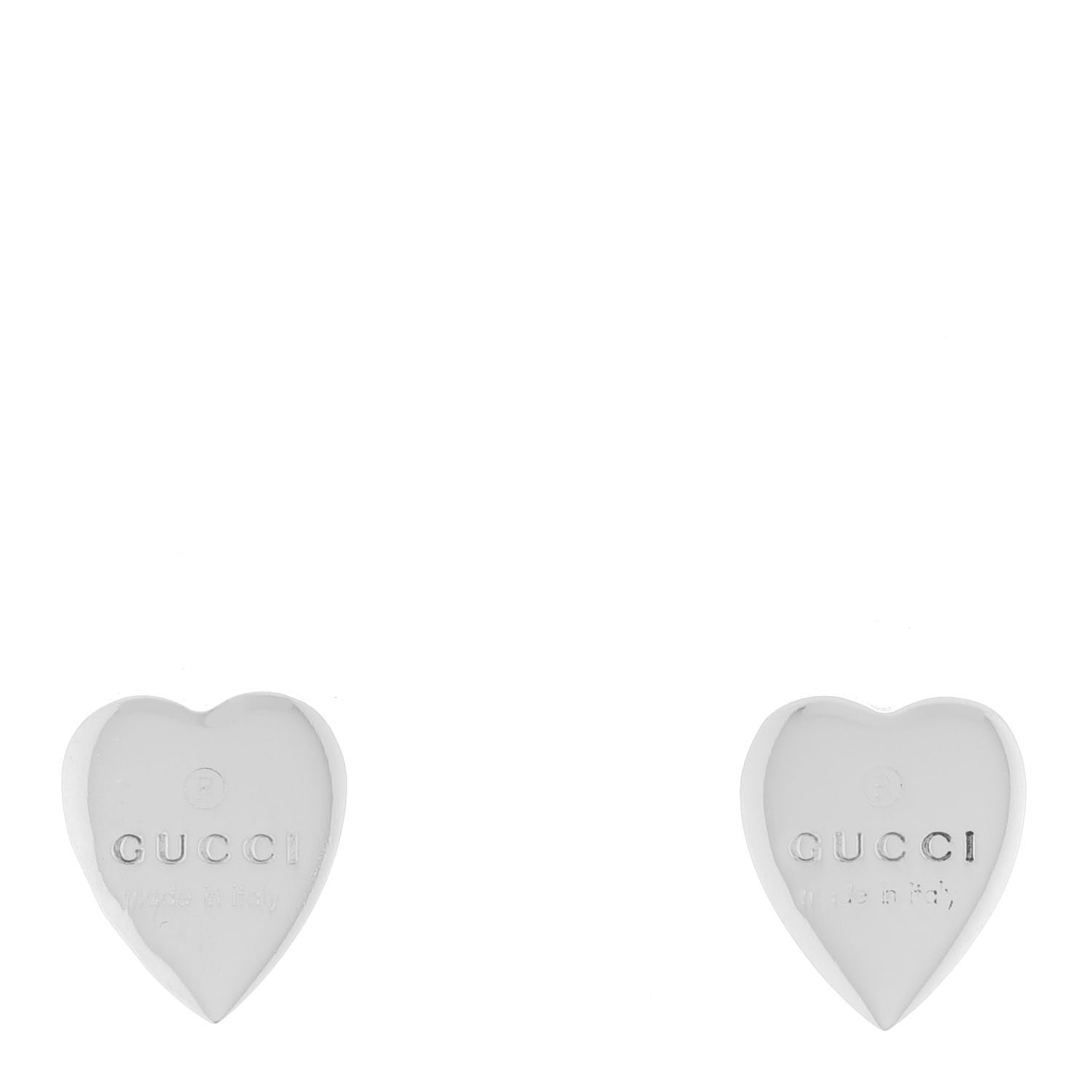 Gucci Sterling Silver Trademark Heart Stud Earrings 1 of 5