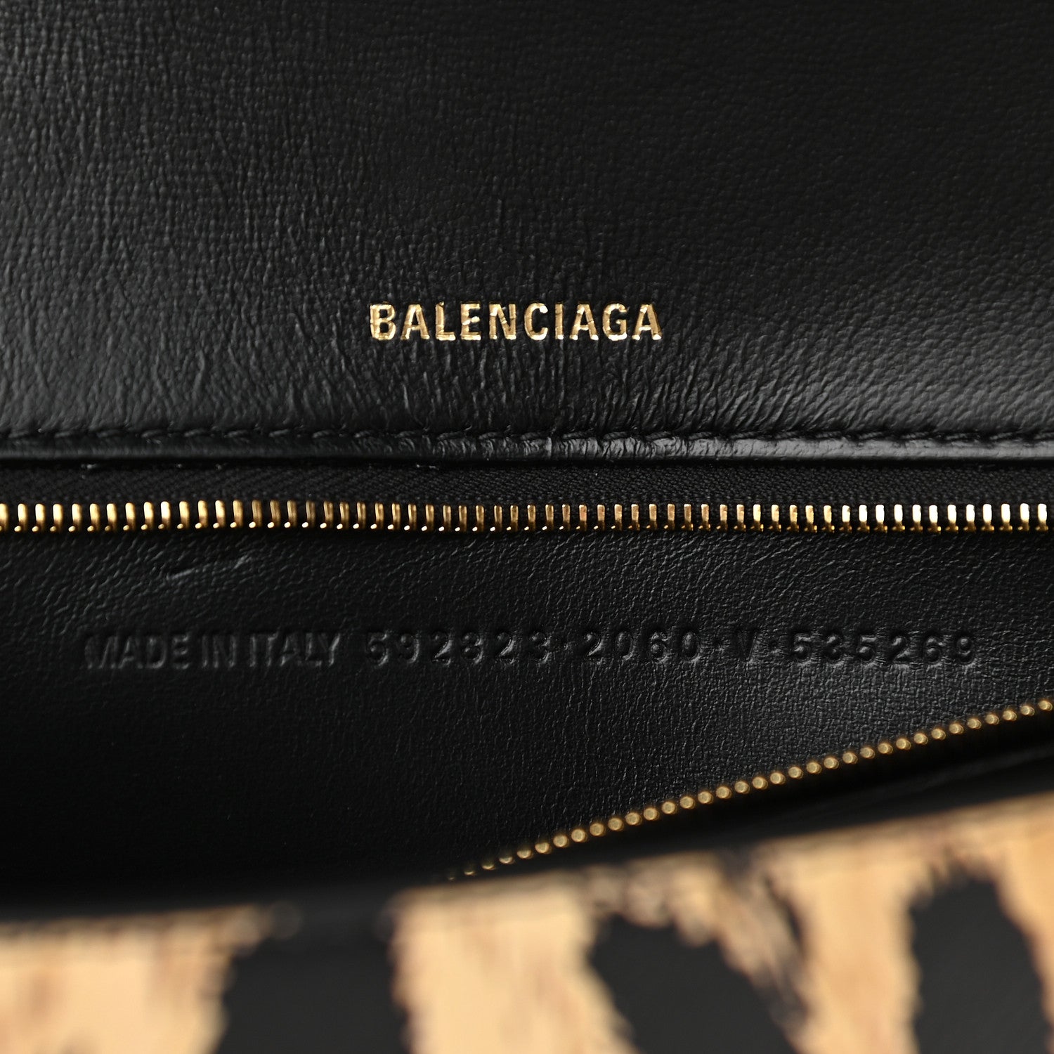 Balenciaga Smooth Calfskin Leopard Print Medium Hourglass Top Handle Bag Beige 8 of 8