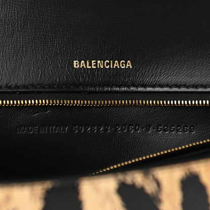 Balenciaga Smooth Calfskin Leopard Print Medium Hourglass Top Handle Bag Beige 8 of 8