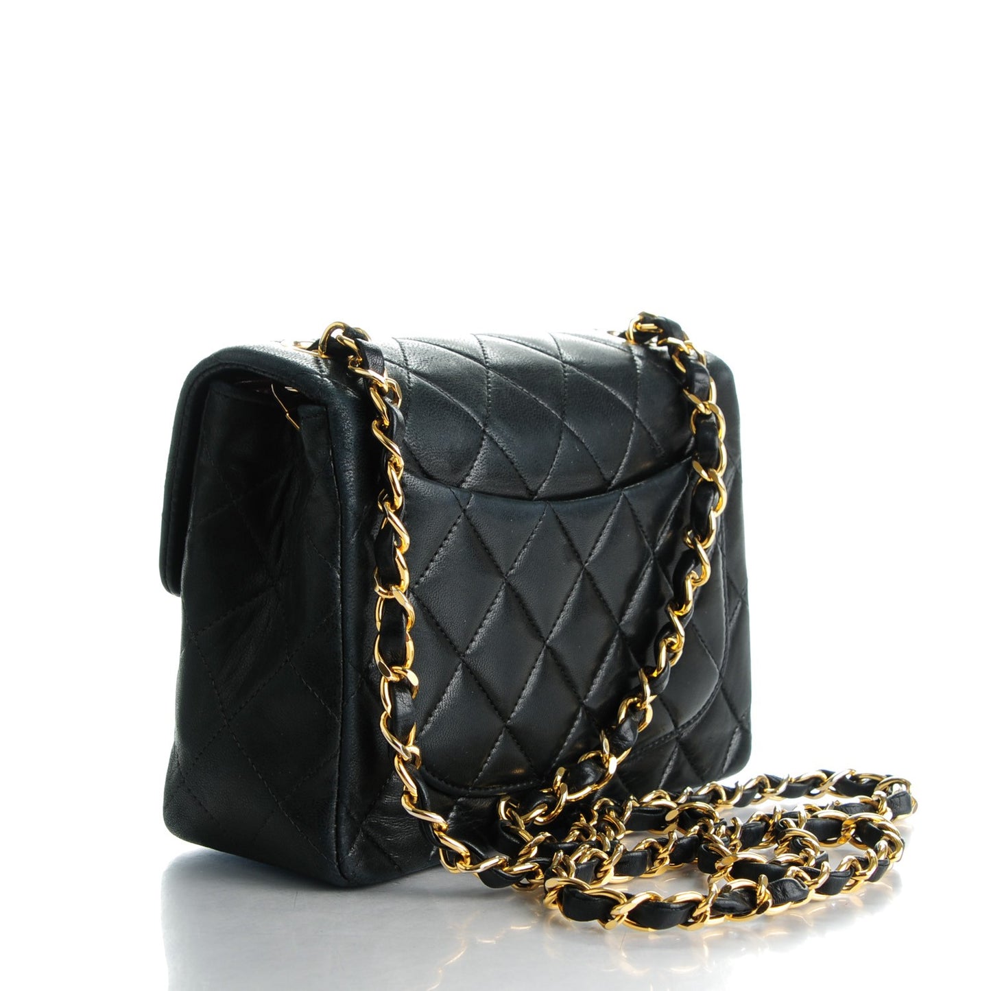 Lambskin Quilted Mini Square Flap Black
