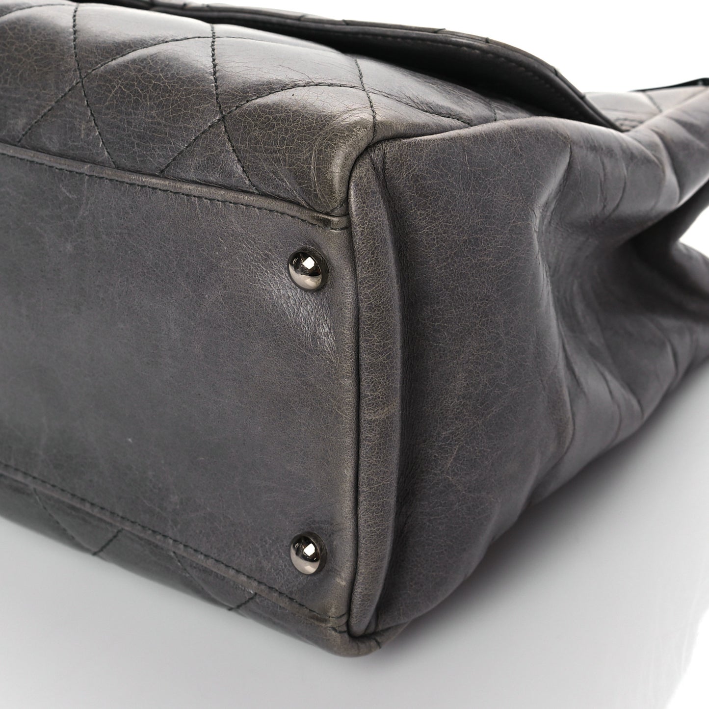Glazed Calfskin Quilted Small CC Delivery Tote Grey