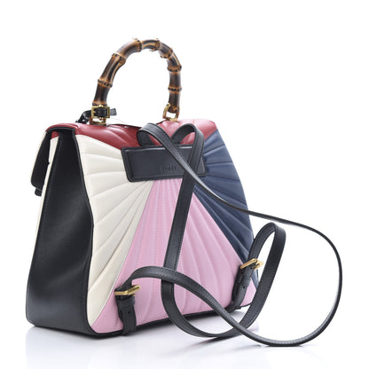 Gucci Calfskin Bamboo Trapuntata Queen Margaret Backpack Blue Agata Hibiscus Red Mystic White Sugar Pink 2 of 9