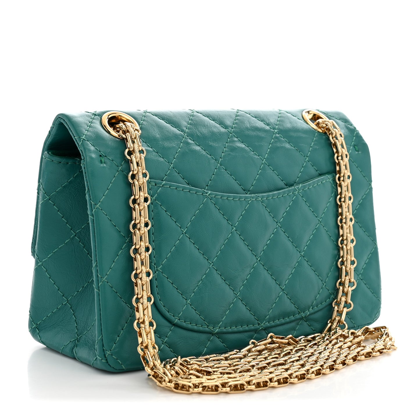Aged Calfskin Quilted 2.55 Reissue Mini Flap Green