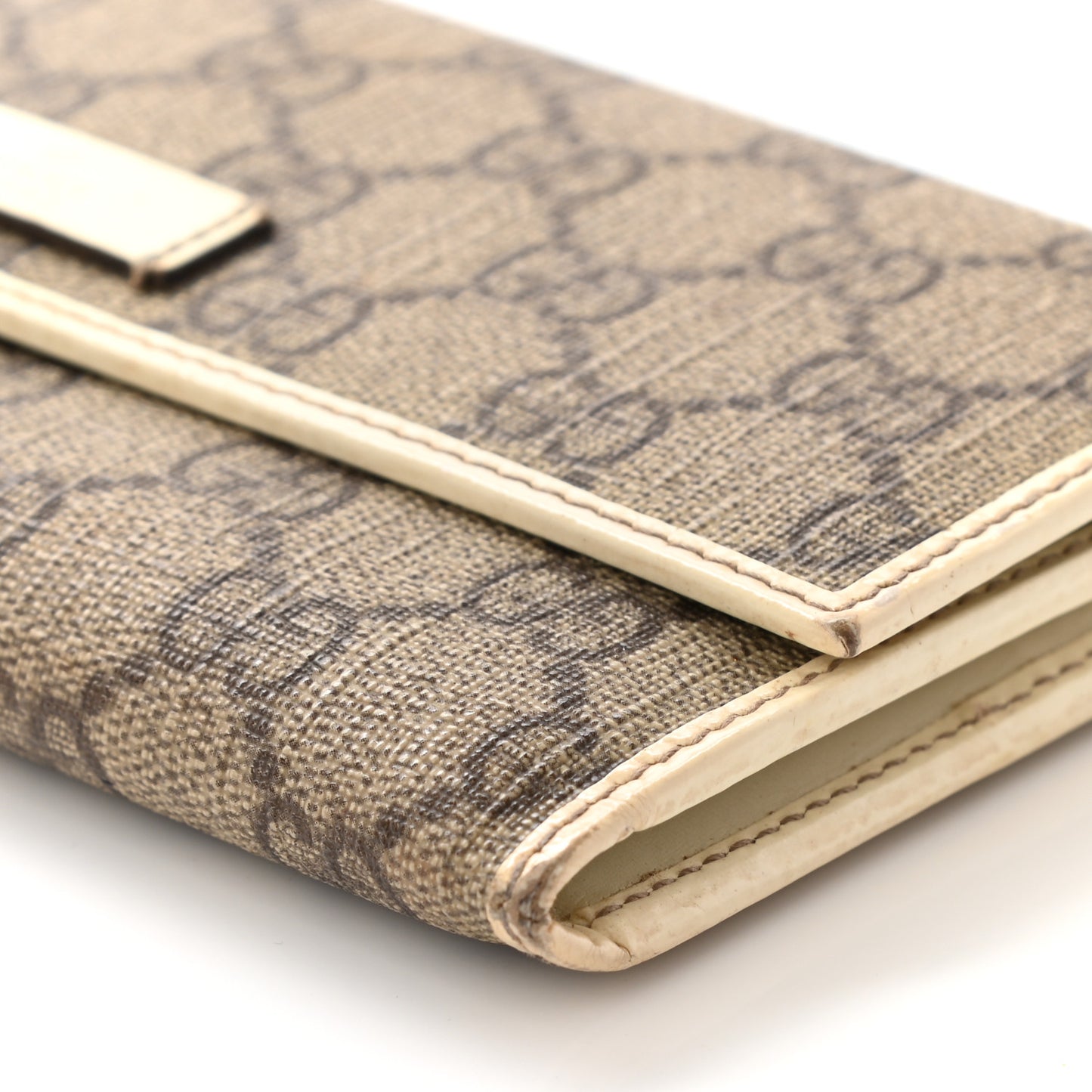 GG Plus Monogram Joy Continental Flap Wallet Beige Ebony Gesso