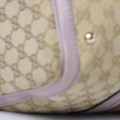 Gucci Monogram Selleria Calfskin Vintage Web Medium Boston New Sand Lilas 12 of 15