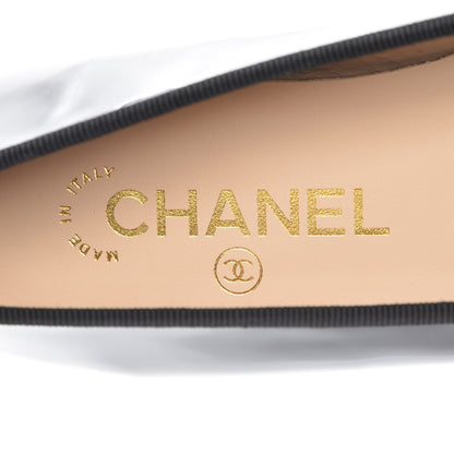 Chanel Patent CC Cap Toe Ballerina Flats 38.5 Black 7 of 9
