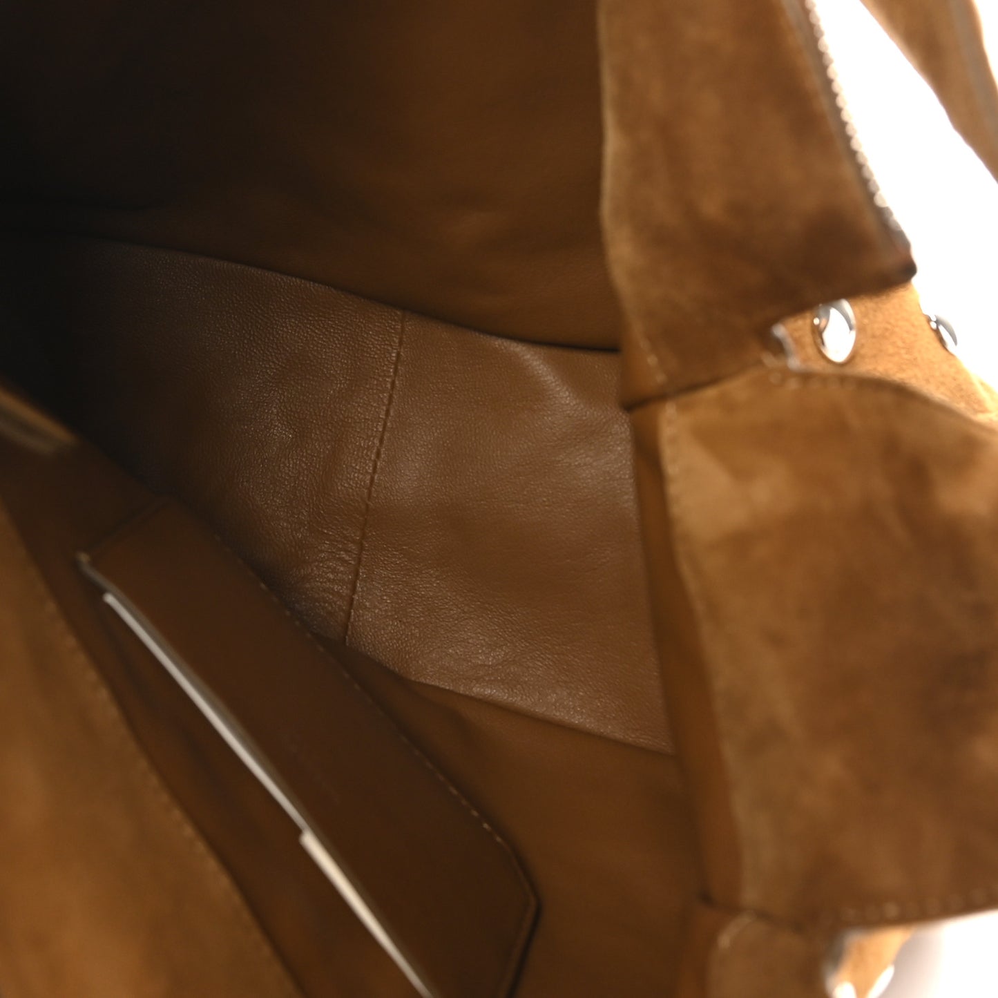 Suede Calfskin Studded Elena Nougat