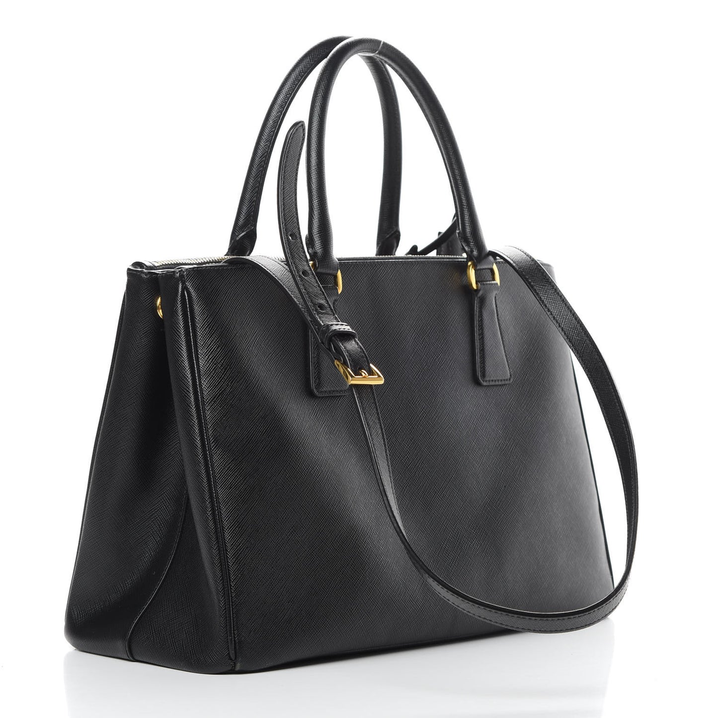 Saffiano Medium Galleria Double Zip Tote Black