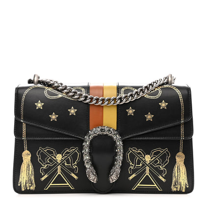 Gucci Calfskin Crystal Star Tassel Print Small Dionysus Shoulder Bag Black 1 of 11