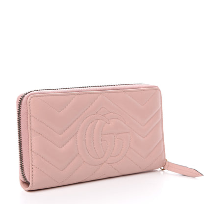 Gucci Calfskin Matelasse GG Marmont Zip Around Wallet Perfect Pink 2 of 9