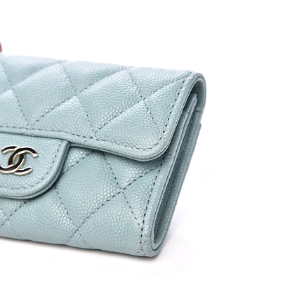 Chanel Caviar Quilted Flap Card Holder Wallet Light Blue 10 of 10