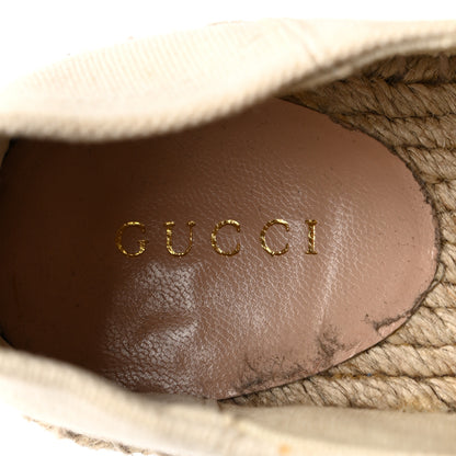 Gucci Canvas Logo Lace-Up Platform Espadrilles 37 Greggio Grege 6 of 8