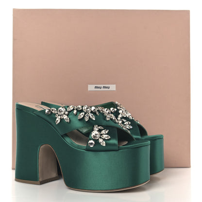 Miu Miu Satin Platform Sandals 40 Green 9 of 9