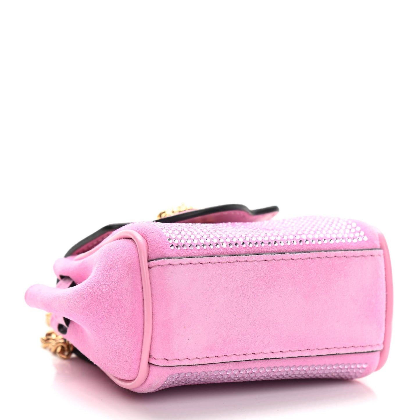 Suede Crystal Studded Micro La Medusa Bag Light Pink