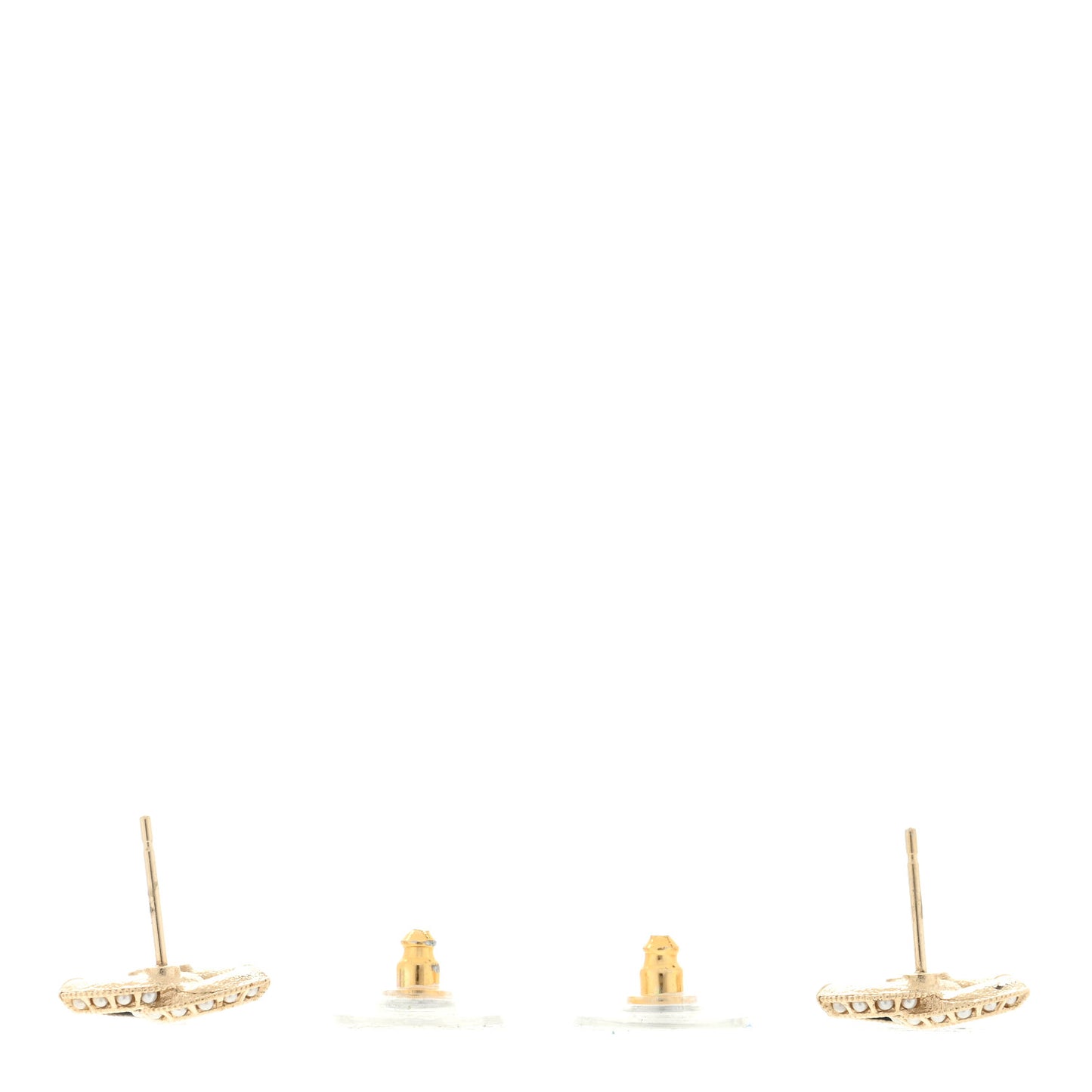 Metal Pearl Enamel CC Earrings Gold Black