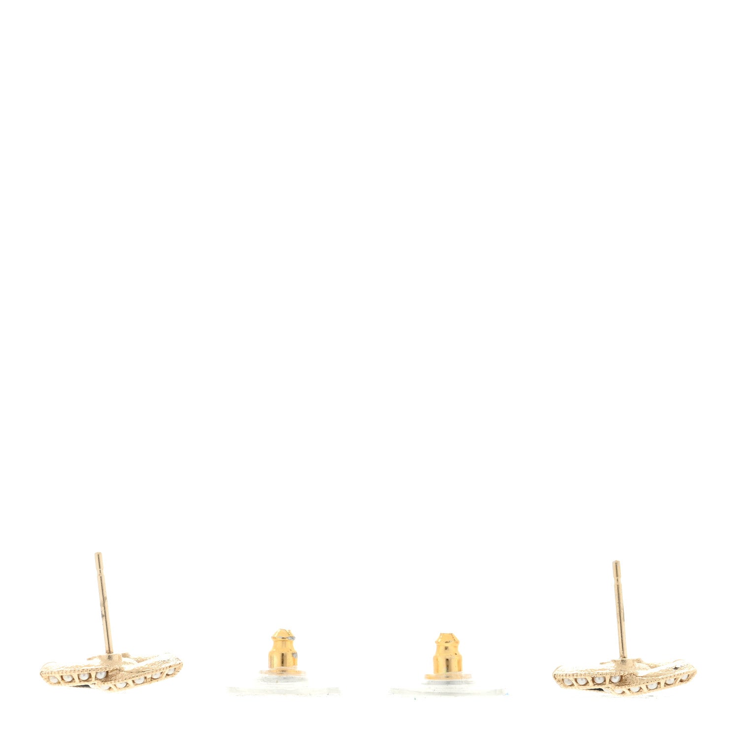 Chanel Metal Pearl Enamel CC Earrings Gold Black 3 of 4