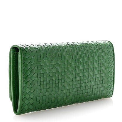 Prada Goatskin Woven Continental Flap Wallet Verde 4 of 9