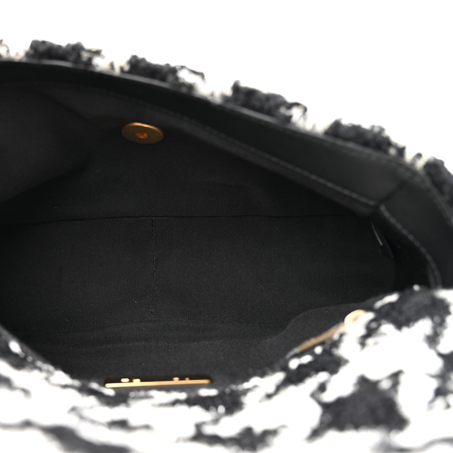 Chanel Tweed Quilted Medium Chanel 19 Flap Black Ecru White 5 of 10