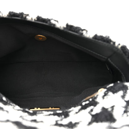 Chanel Tweed Quilted Medium Chanel 19 Flap Black Ecru White 5 of 10