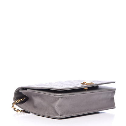Chanel Caviar Quilted Boy Wallet On Chain WOC Grey 4 of 11
