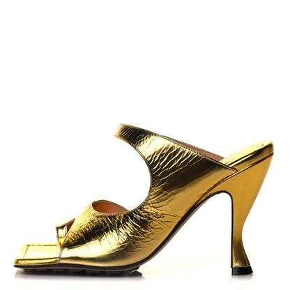 Bottega Veneta Vitello Lame Square Toe Sandals 35 Gold 1 of 8