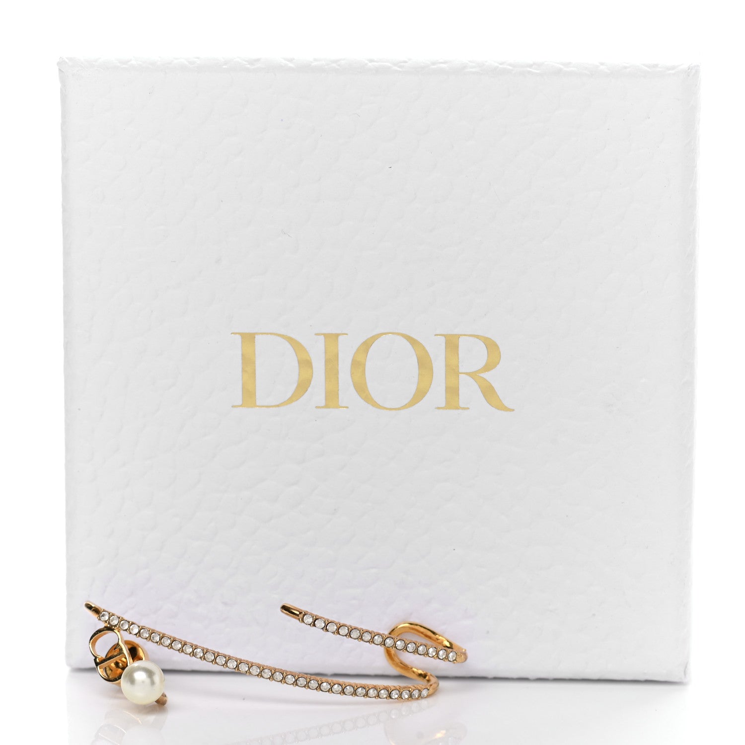 Christian Dior Metal Crystal Pearl CD Ear Cuff Gold 5 of 5