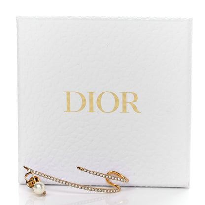 Christian Dior Metal Crystal Pearl CD Ear Cuff Gold 5 of 5