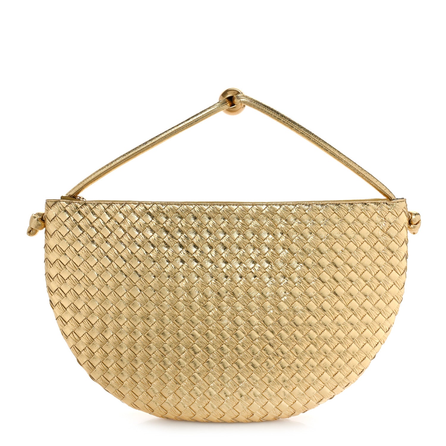 Bottega Veneta Metallic Nappa Intrecciato Medium Turn Pouch Gold 1 of 9