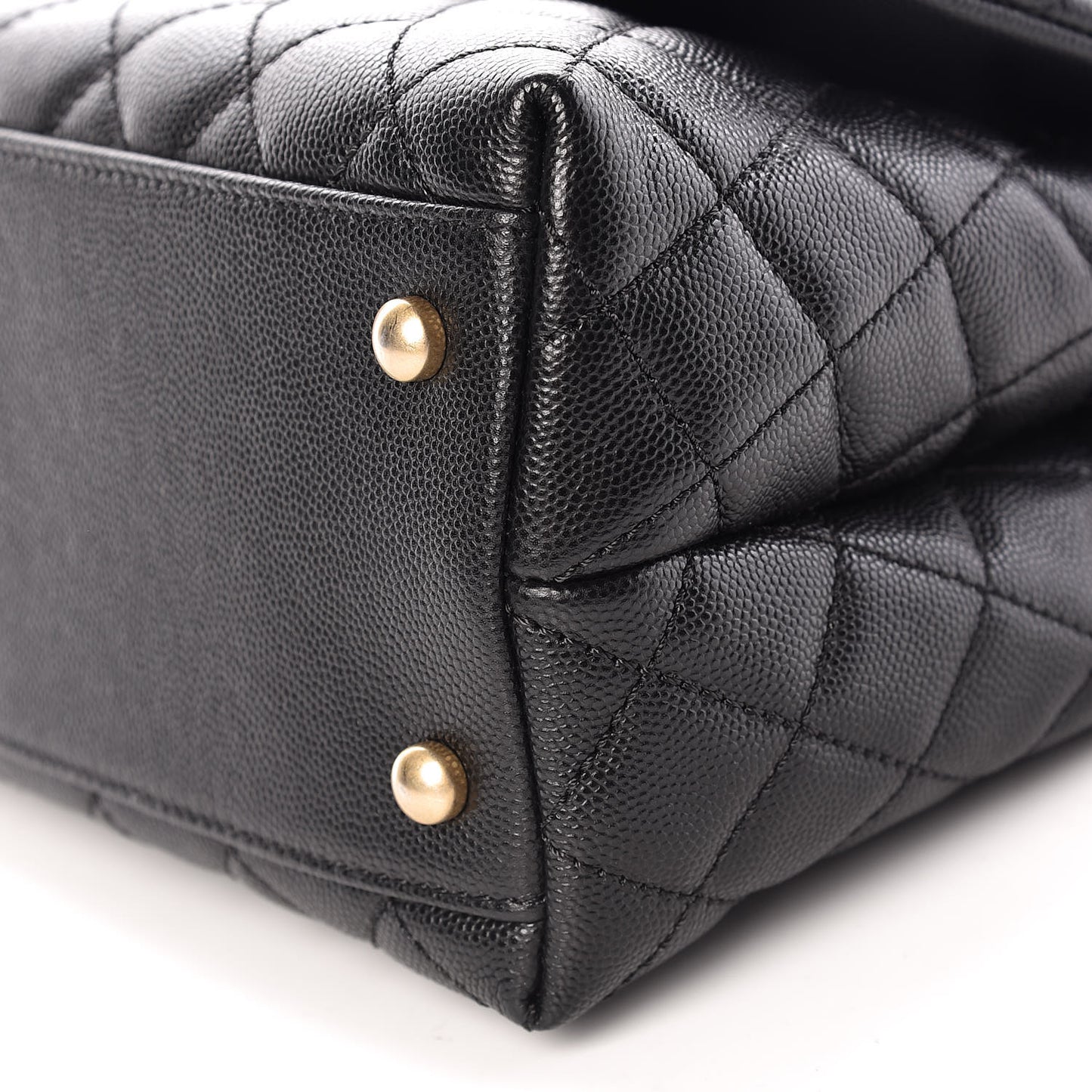 Caviar Lizard Quilted Small Coco Handle Flap Black