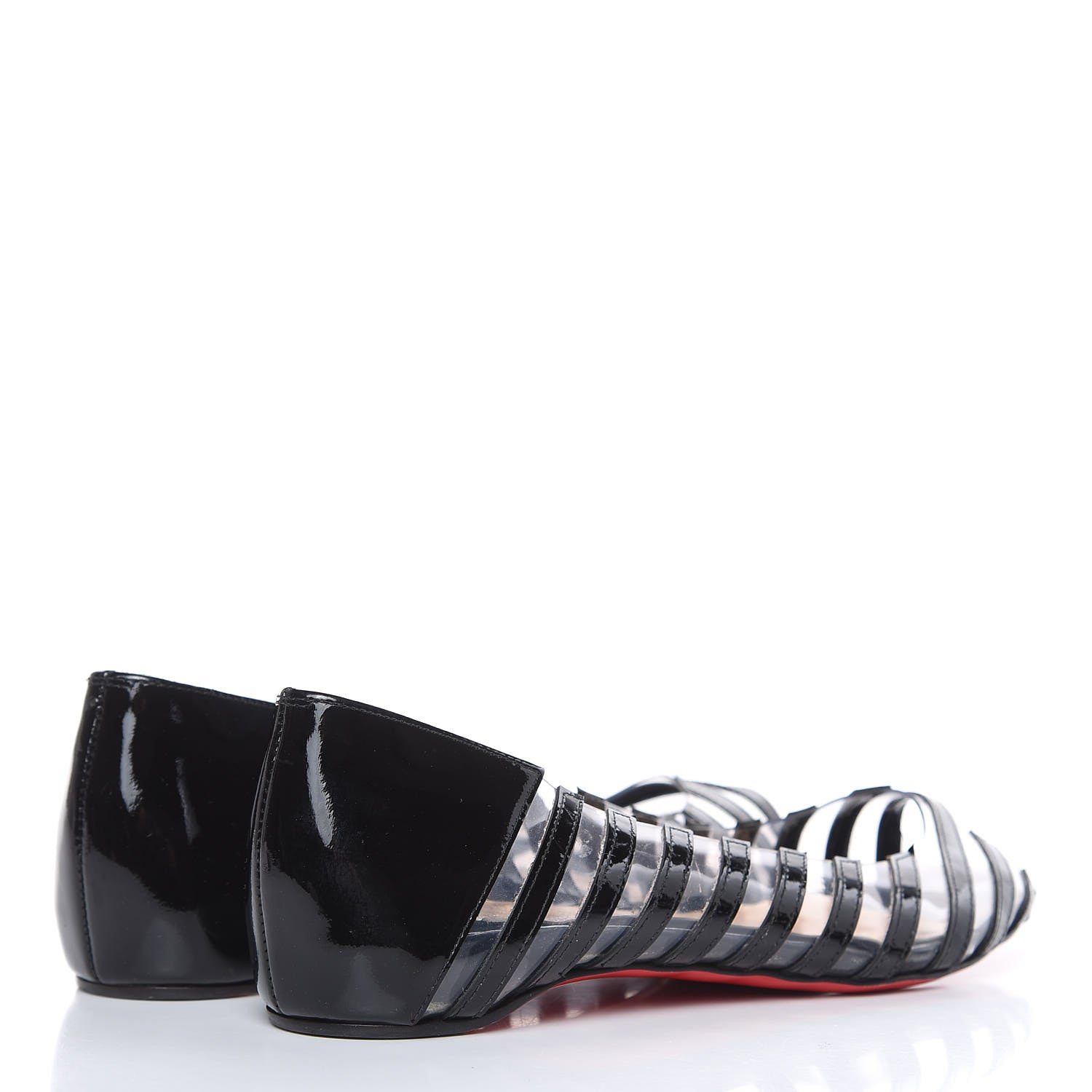 Christian Louboutin Patent PVC Striped A6 Flats 35 Black 4 of 9