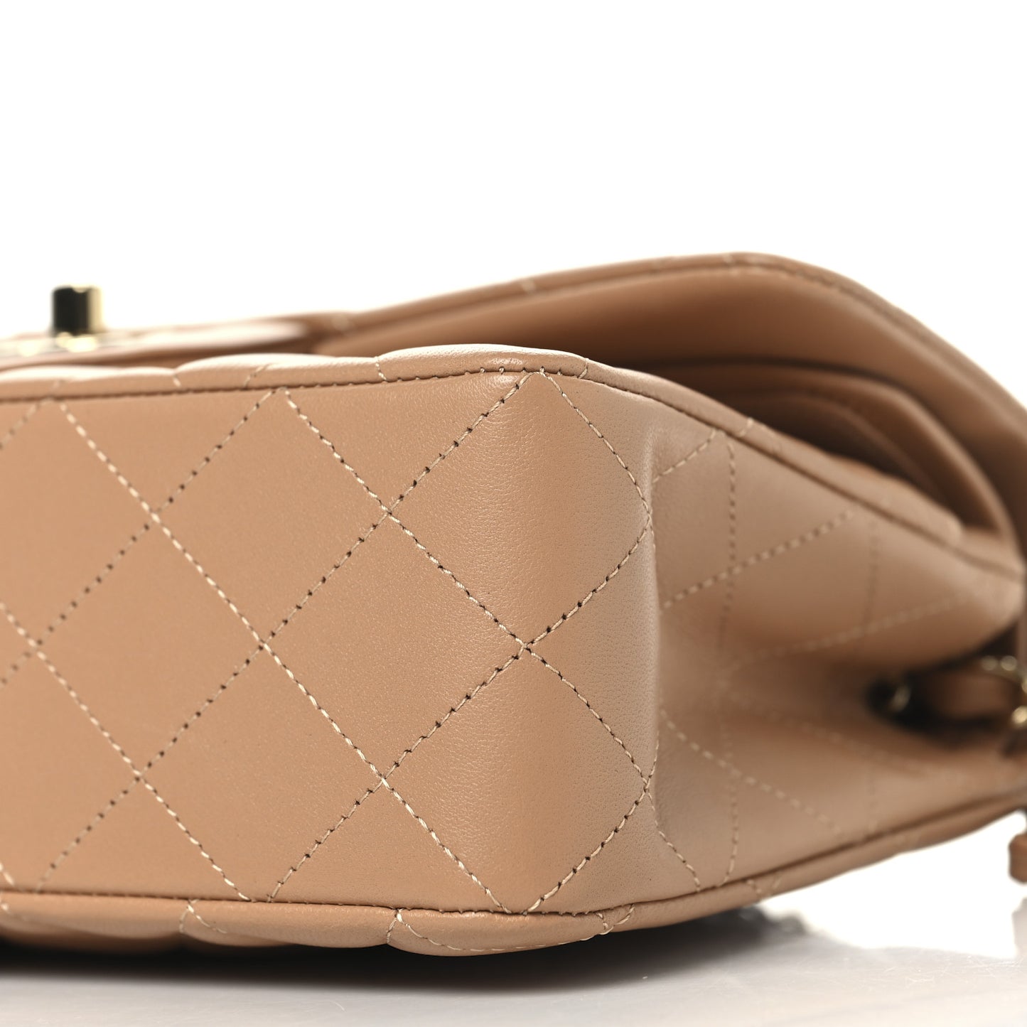 Lambskin Quilted Small Double Flap Brown