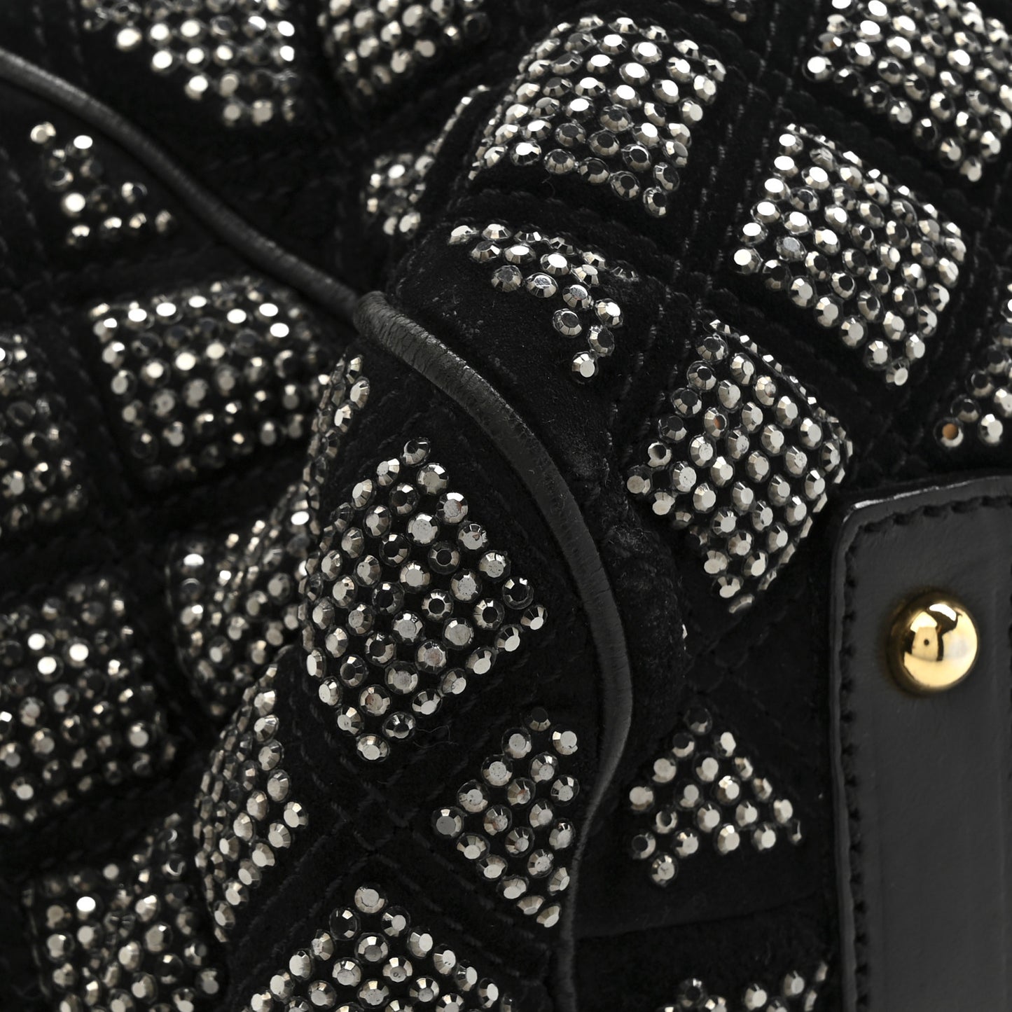 Suede Crystal Quilted Stam Black