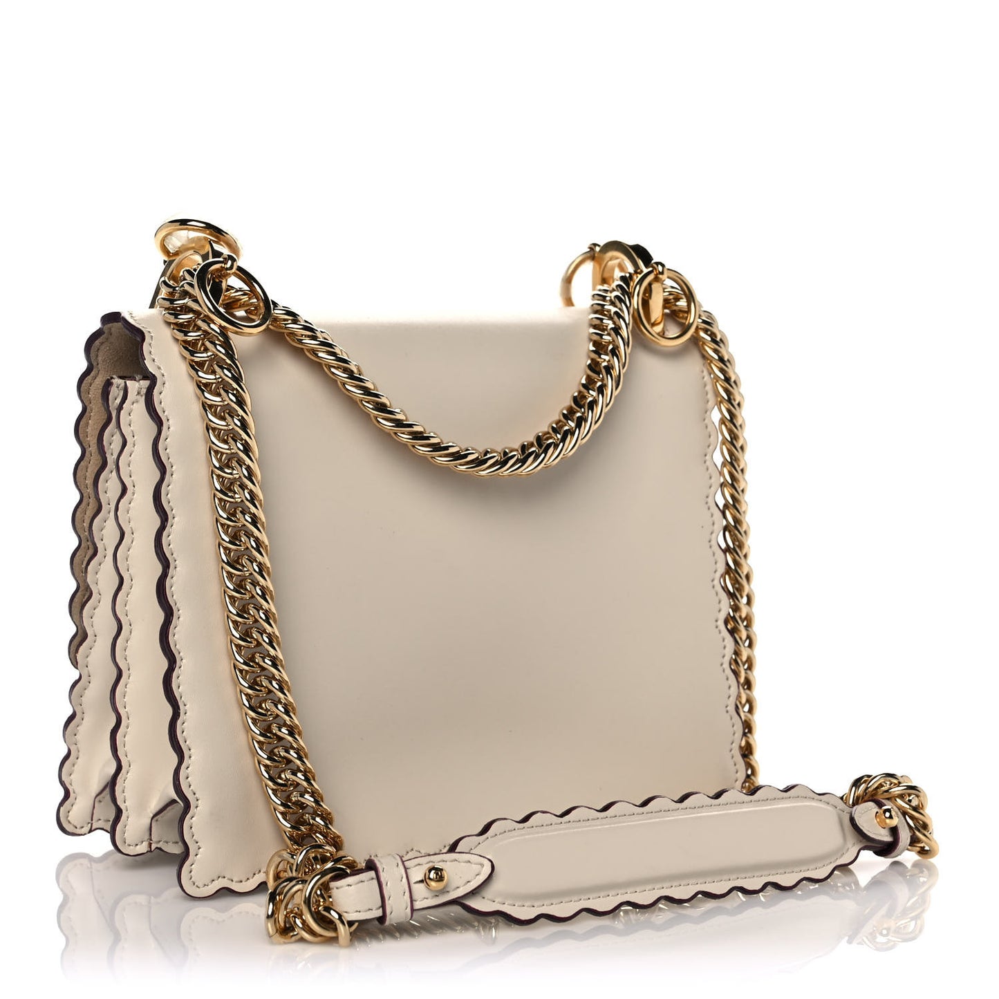 Vitello Liberty Scalloped Studded Small Kan I Shoulder Bag Camelia
