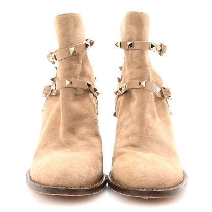 Valentino Garavani Suede Rockstud Double Buckle 100mm Block Heel Ankle Boots 41 3 of 10