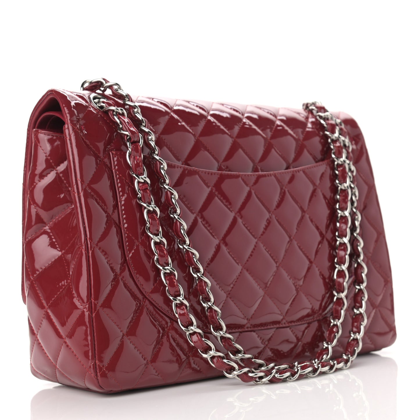 Patent Quilted Maxi Double Flap Red