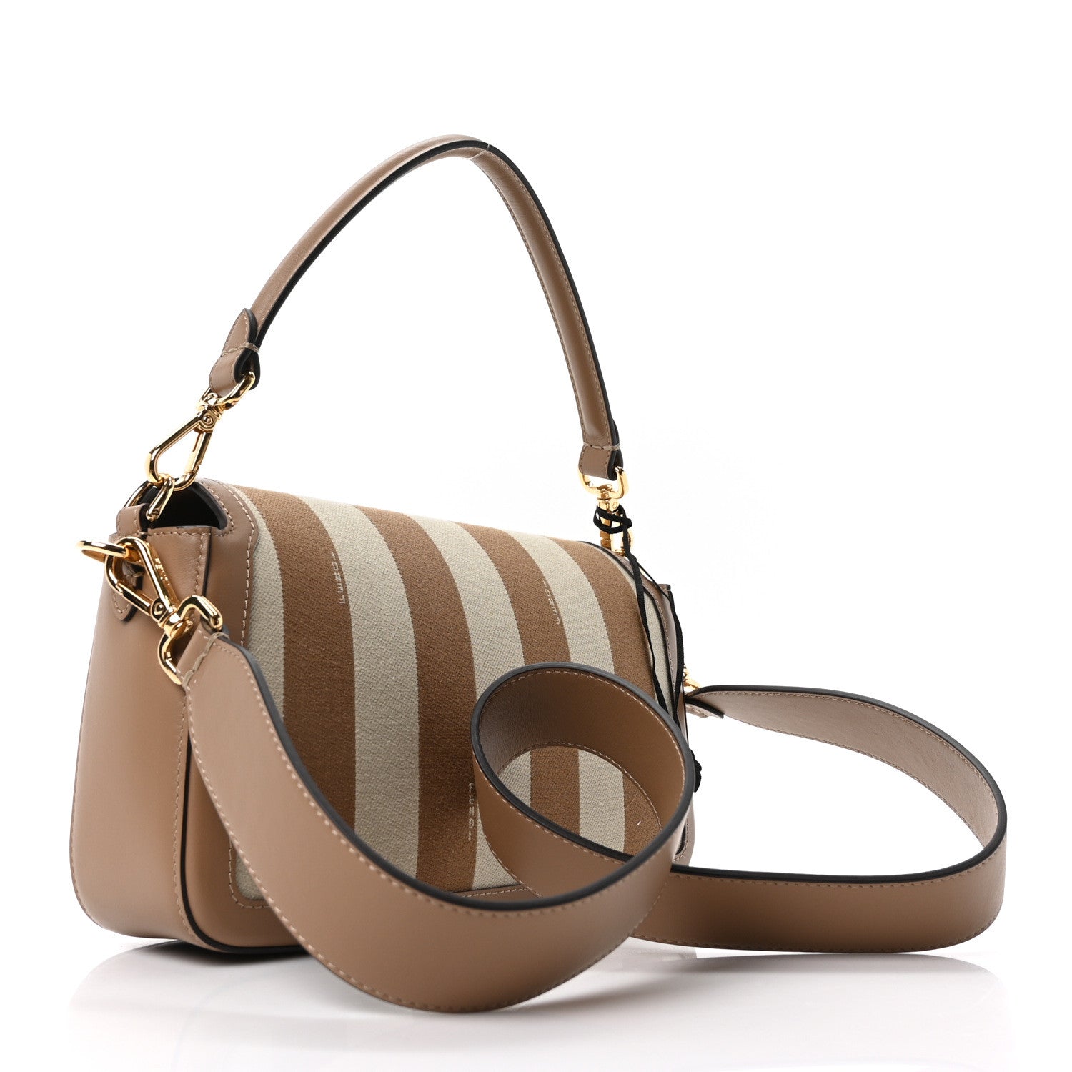 Fendi Canvas Pequin Striped Baguette Beige Sand 3 of 9