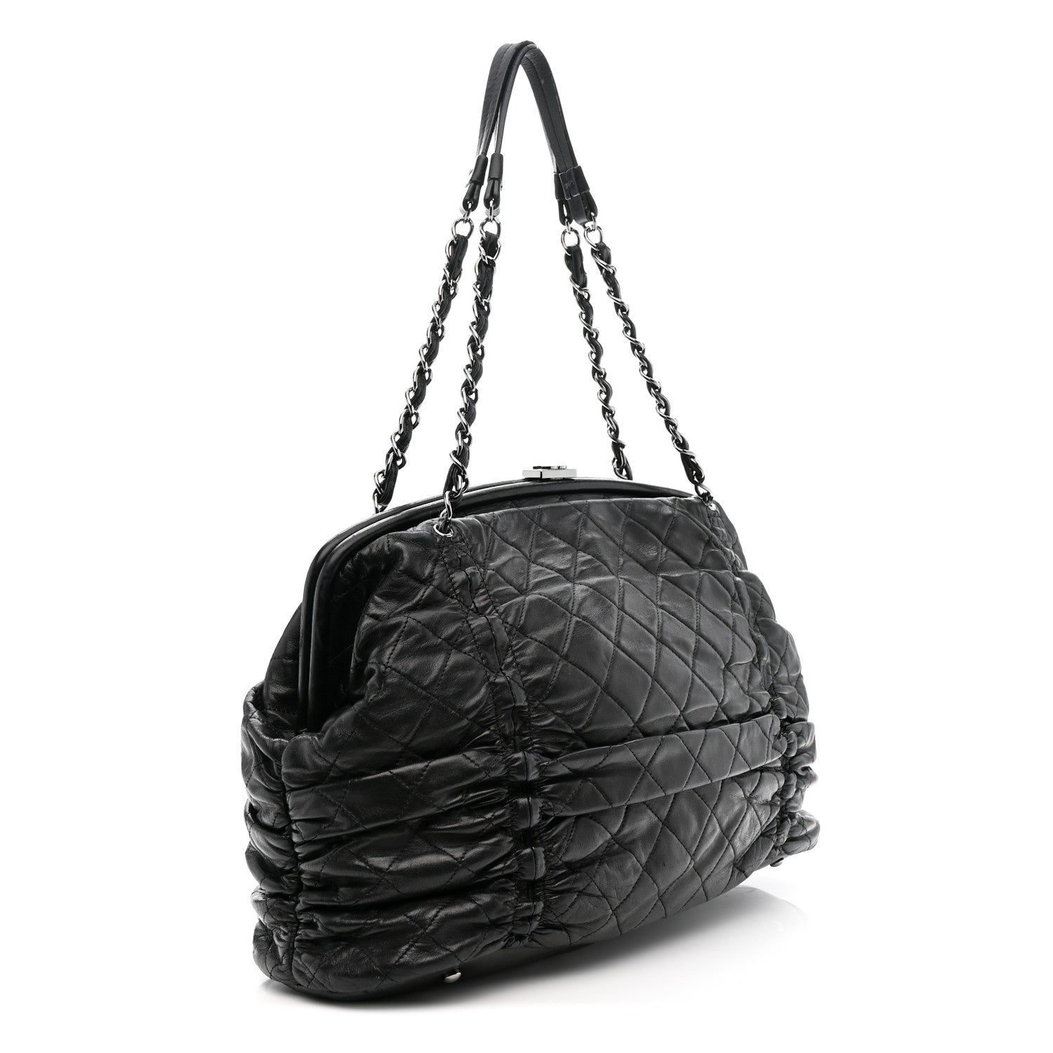 Chanel Lambskin Quilted Sharpei Frame Tote Black 3 of 16