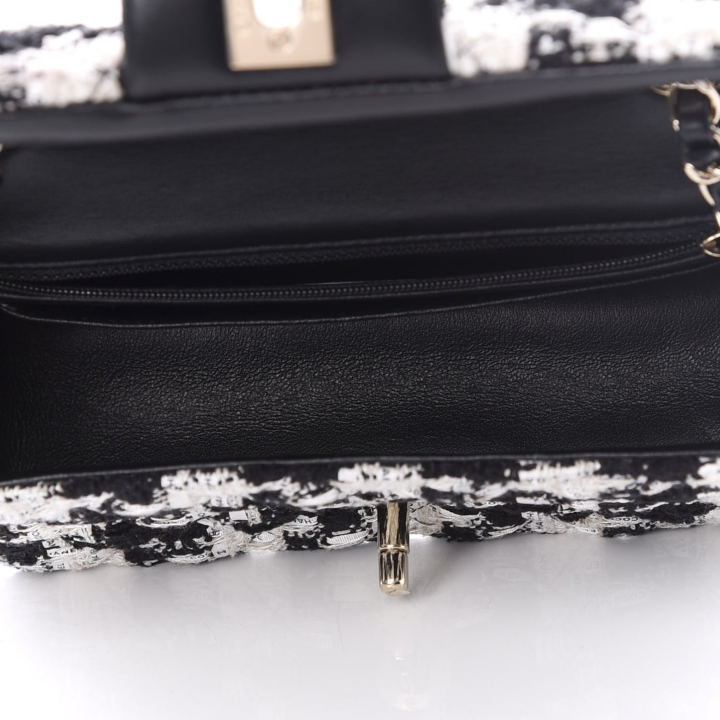 Tweed Quilted Mini Rectangular Flap Black Ecru White