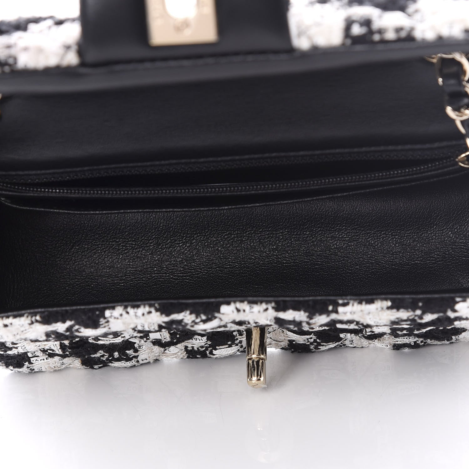 Chanel Tweed Quilted Mini Rectangular Flap Black Ecru White 4 of 10